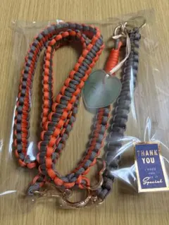 スマホショルダーストラップ　パラコード　オレンジ チャコールグレー