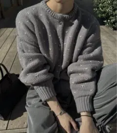 willfullyハートドットジャガードリバーシブルカーディガン