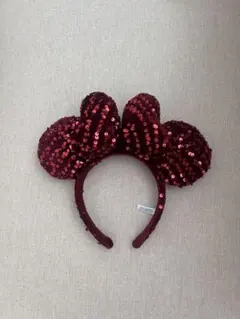 スパンコールカチューシャ 赤 ミニー