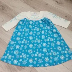 雪の結晶柄 長袖ワンピース 、ポンチョセット90cm