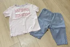 ミキハウス半袖Tシャツと7分丈パンツのセット 100cm