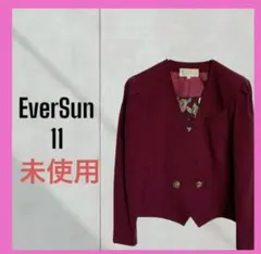 未使用　[EverSun] ショート丈　ノーカラージャケット　レトロ　金ボタン