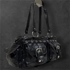 y2k ショルダーバッグ 黒 グランジ 多ポケット