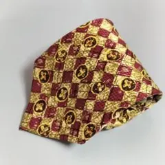 ミチコ・ロンドン　ネクタイ　総柄　黄色エンジ