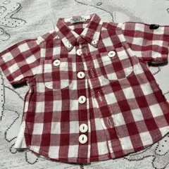 美品☆DOUBLE.B ☆半袖シャツ 80 赤と白のチェック