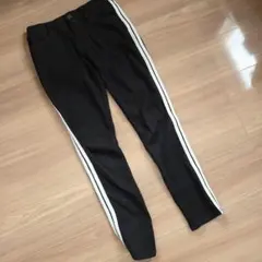 TOPVALU ブラック パンツ サイドストライプ