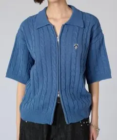 ONCILY. ダブルジップニットシャツ 青のサムネイル