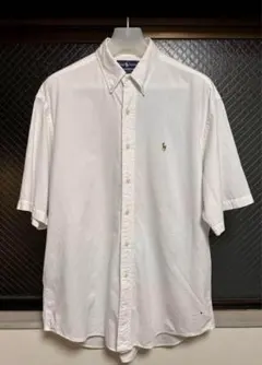 90s ラルフローレン 半袖BDシャツ　メンズL BLAIRE 白 レア