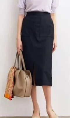 VIS ネイビー タイトスカート SSサイズ