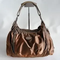 TOD'S トッズ ワンショルダーバッグ 肩掛け レザー サテンナイロン y2k