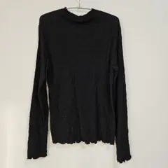 【ミスティウーマン】ブラック 長袖 Tシャツ シャーリング　Fサイズ 美品のサムネイル