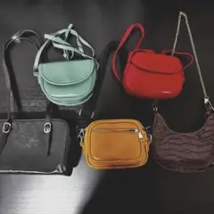 ショルダーバッグ 肩がけ 5点 セット売り まとめ売り 赤 黄 黒 緑 茶色