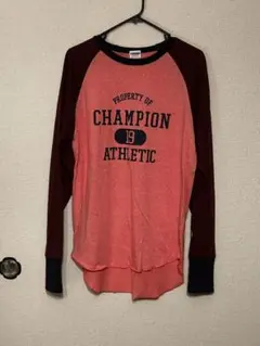 Champion 長袖カットソー L 赤/マルーン 古リブ