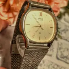 稼働　セイコー　シャリオ　メンズ腕時計　ゴールド文字盤　Vintage
