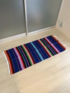 サラペ メキシカンラグ ネイビー 紺 レインボー