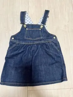 プチバトー　デニムオーバーオールワンピース 18m