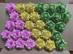 折り紙　花飾り　フラワーシールコレクション　30個　イエロー　ピンク　グリーン②