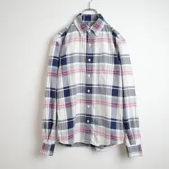 【古着・サイズS】SHIPS チェック柄 ボタンダウンシャツ 綿100% 長袖