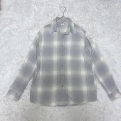 ユニクロ チェックシャツ グレー 長袖 M カジュアル 春秋 メンズ 人気定番品