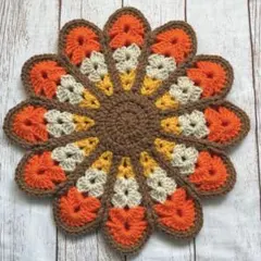 オレンジ　円座　クッション　マット　チェアパッド　おざぶ　丸椅子カバー　花座布団