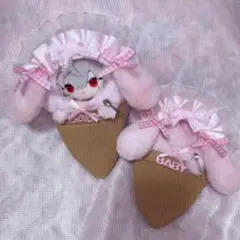 ちびぐるみ にじぱぺっと ヘッドドレス ぬい服 アイス ピンク アイス