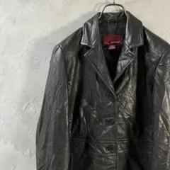 MERONA レザージャケット　リアルレザー　本革　シンプル　無地　黒　HD13