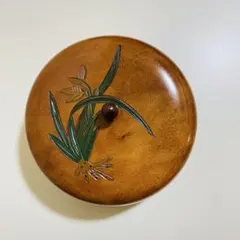 【漆塗り】蓋付き菓子器 木製 漆塗り 和菓子器 茶道 来客用 丸型 レトロ