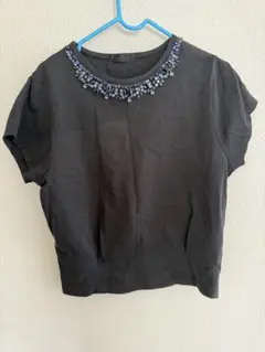 JEANASIS ビジュー付き 半袖Tシャツ ブラックのサムネイル