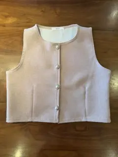 【MISS HONG】セットアップ ベスト＋ミニスカート ピンクベージュ 韓国