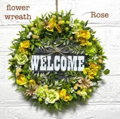 《イエローローズ》welcome＊wreathフラワーリース＊玄関リース＊W39