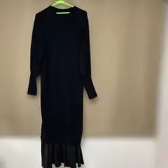 ブラックロングニットワンピース