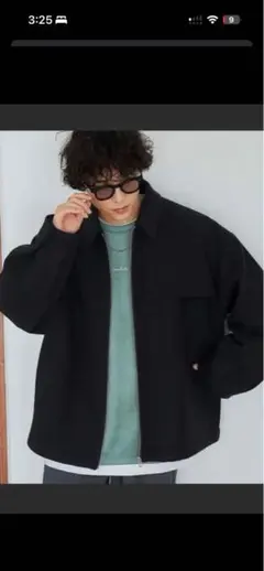 ブラック ジップアップジャケット オーバーサイズ