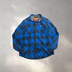 vintage コールマン ネルシャツ オンブレチェック ブルー M アウトドア