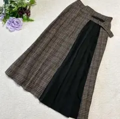 【チャームベリーチック】ロングフレアスカート　ドッキング　プリーツ加工　M