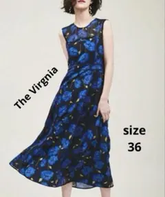 【美品】The Virgnia オリジナルポピー柄ワンピース ブルー 36