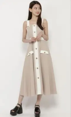 REDYAZEL リネンライクバイカラーワンピース