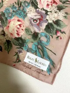 新品 RALPH LAUREN 大判ハンカチ スカーフ 花柄 ピンク リボンのサムネイル