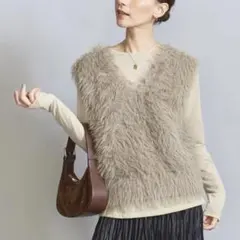 24AW BEAUTY&YOUTH フェザーヤーン ラメニットベスト