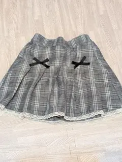 チェック柄リボンスカート グレー系　130センチ
