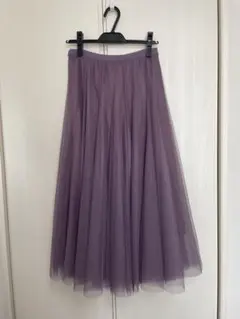 プリーツスカート ロングスカート チュールスカート　紫