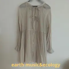 earth music&ecology リボン付き長袖シャツ ライトベージュ