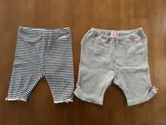 ホットビスケッツ　 ストライプ・グレー レギンス 2点セット　80センチ