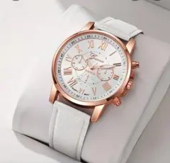 【特売感謝セール】Geneva クォーツ腕時計 ホワイト ローズゴールド