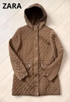 完売品✨ZARA コート ジャケット キルティング　M ハーフ 茶色 ナイロン