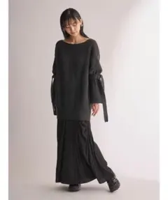 【emmi atelier】袖コンシャスニットトップス付きワンピース