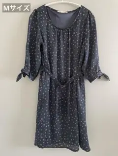 【花柄 / ワンピース】膝丈ワンピース ひざ丈 レトロ 五分袖 七分袖