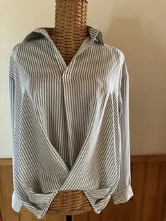 earth ストライプ　ブラウス　F