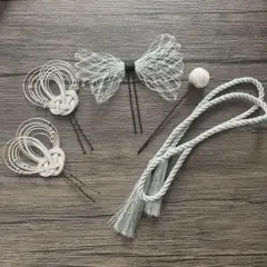 シルバー系和装用ヘアアクセサリー セット！水引