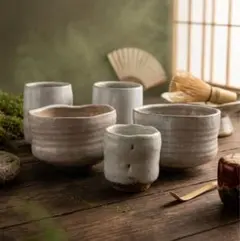 萩焼 湯呑み2点 抹茶茶碗2点　お猪口1点　合計5点セット 貫入