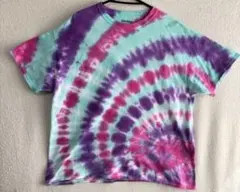 ギルダン タイダイ柄 Tシャツ XL マルチカラー 渦巻き 派手 ゆるだぼ 古着